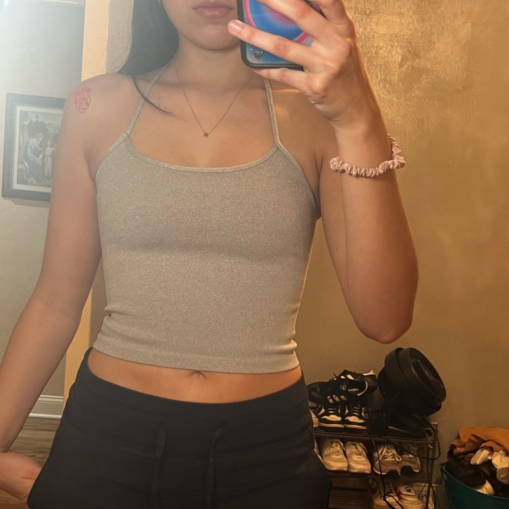 Free People halter tops in gray and white